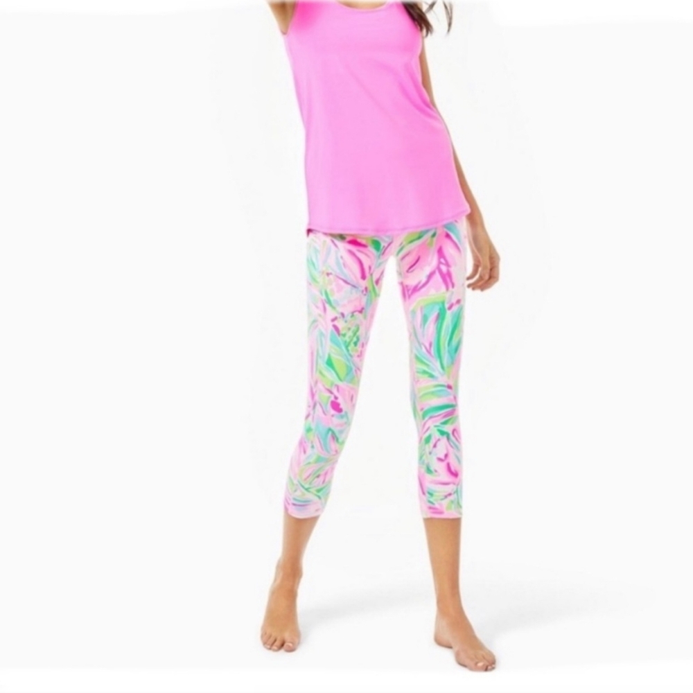 Lilly Pulitzer Luxletic Weekender High Rise Crop Legging Yoga Croc My World XS